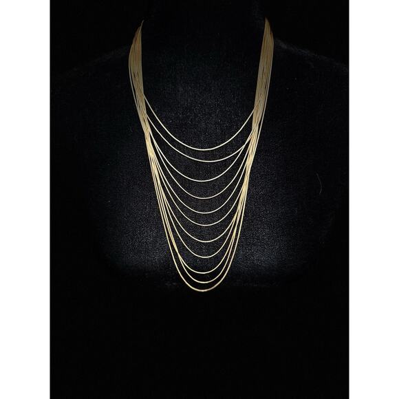 Joan Rivers Gold Multi-Strand Necklace, Liquid Gold 11 Row Water Fall Necklace - Picture 1 of 3